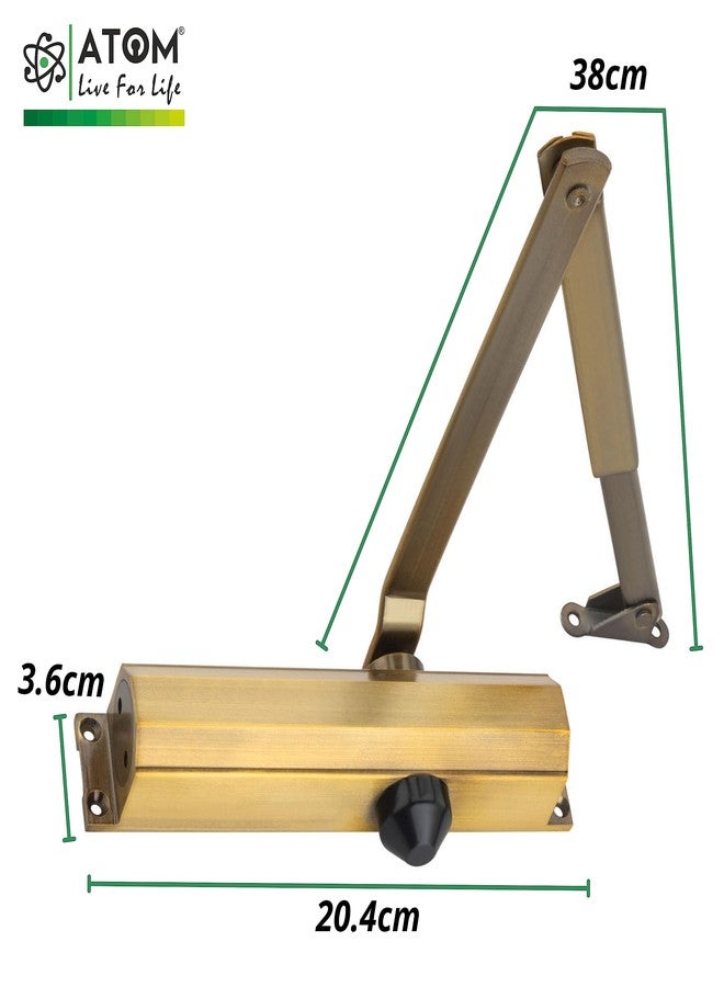 Atom Aluminium Automatic Hydraulic Double Speed Door Closer, Heavy Duty for Residential/Commercial Purposes with Fitting Set for All Wooden Door (Weight Up to 60-100 Kg, Brass Antique, Pack of 1) - Image 2